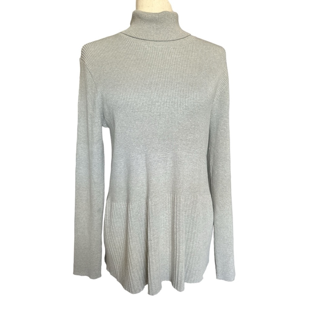 Soft Surroundings Soft Knit Gray Tunic Turtleneck Size M
